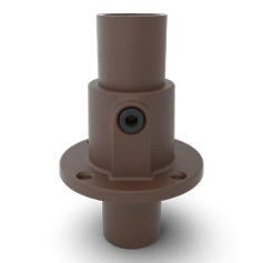 Buiskoppeling Ronde voetplaat met doorloop - vintage bruin-B / 26,9 mm
